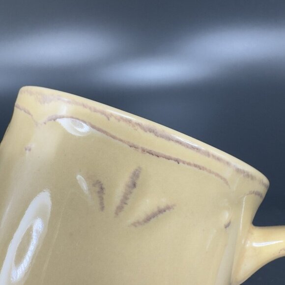 Thomson Pottery Beige Tan Ceramic Coffee Mug Cup Mugs Cups Raised Edge VTG Set 2 - Picture 4 of 15